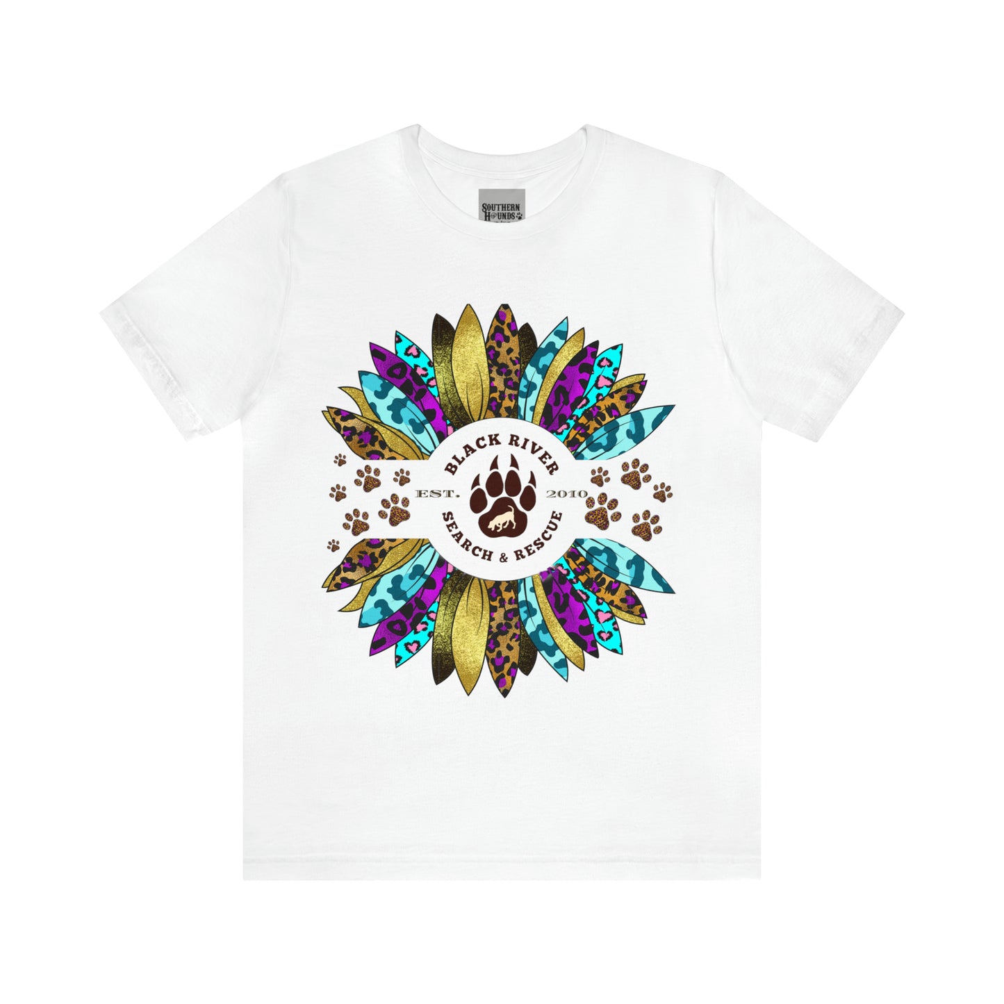 Black River Search & Rescue Logo Multicolor Sunflower Unisex Jersey Short Sleeve Tee