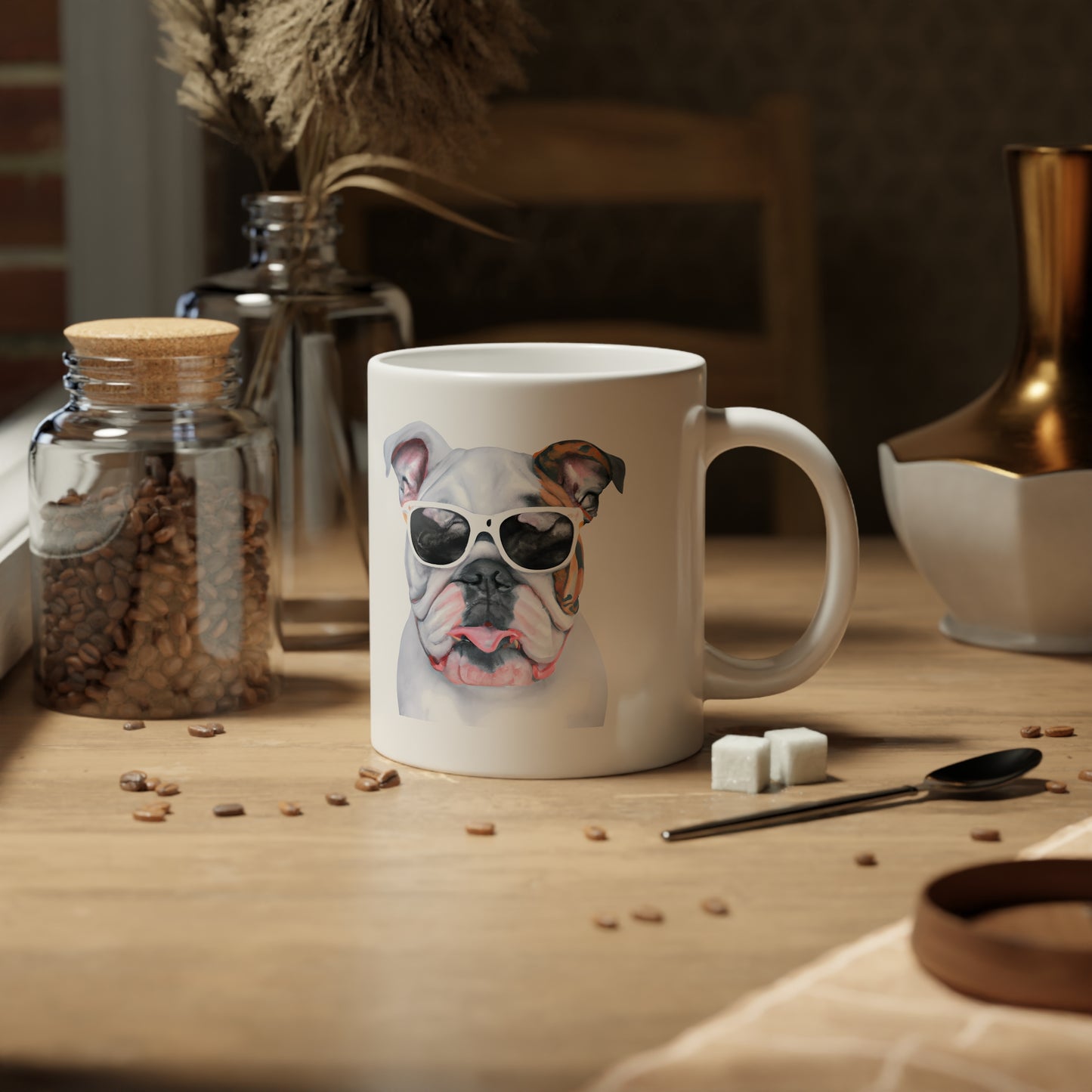 Jumbo Mug, 20oz, Bulldog with sunglasses