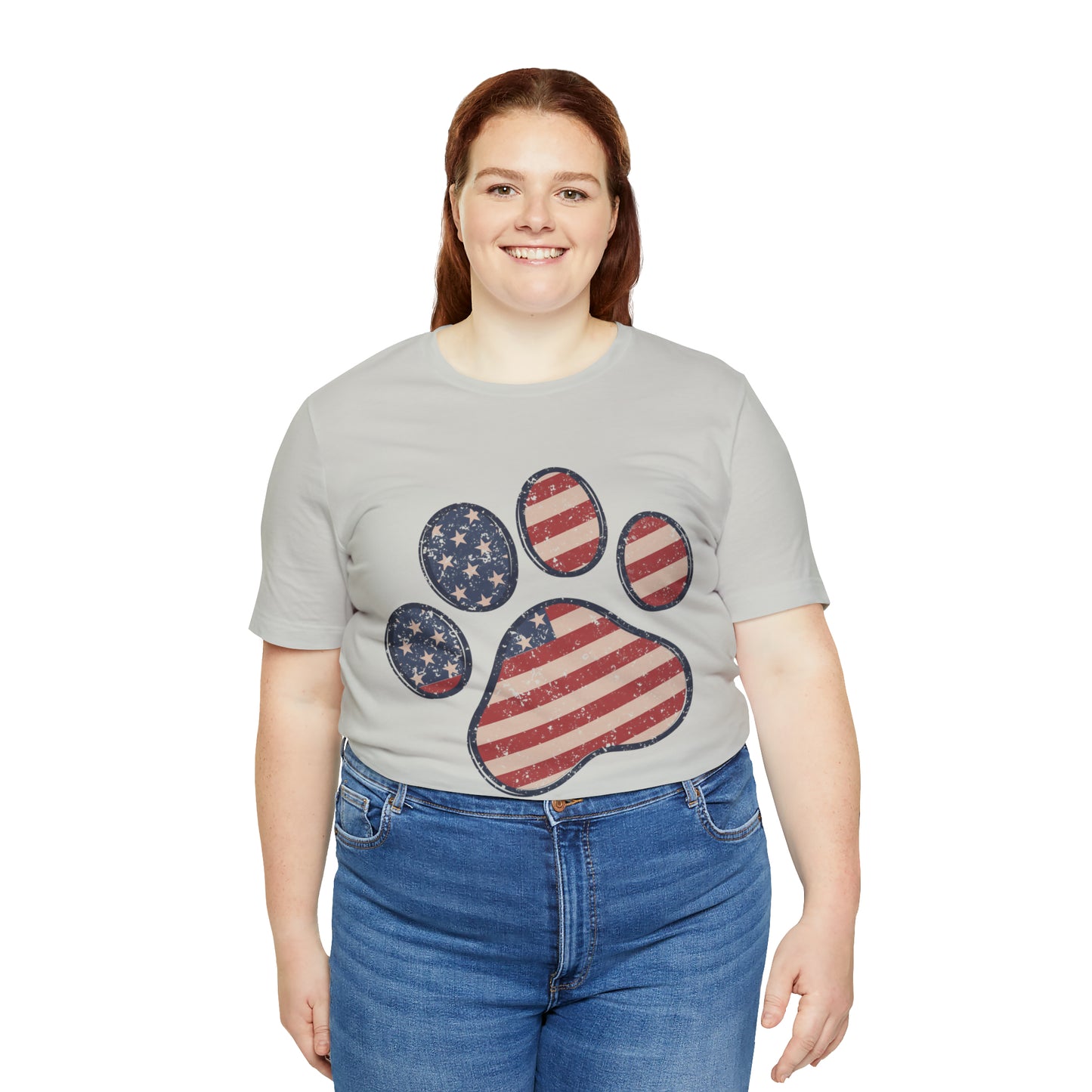 4th of July Pawprint Unisex Jersey Short Sleeve Tee Patriotic American Flag