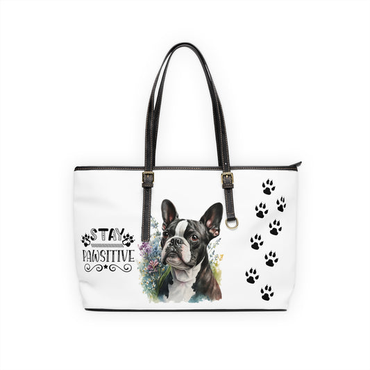 Boston Terrier Leather Shoulder Bag Boston Puppy with glasses You had me at woof stay positive