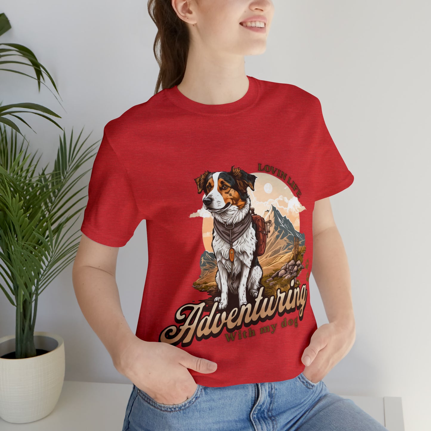 Adventuring with my Dog Short Sleeve Tee, Vintage Outdoor theme