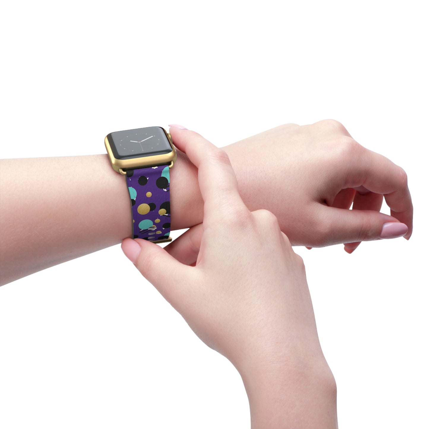 Turquoise Black Gold Polka Dot Purple Apple Watch Band