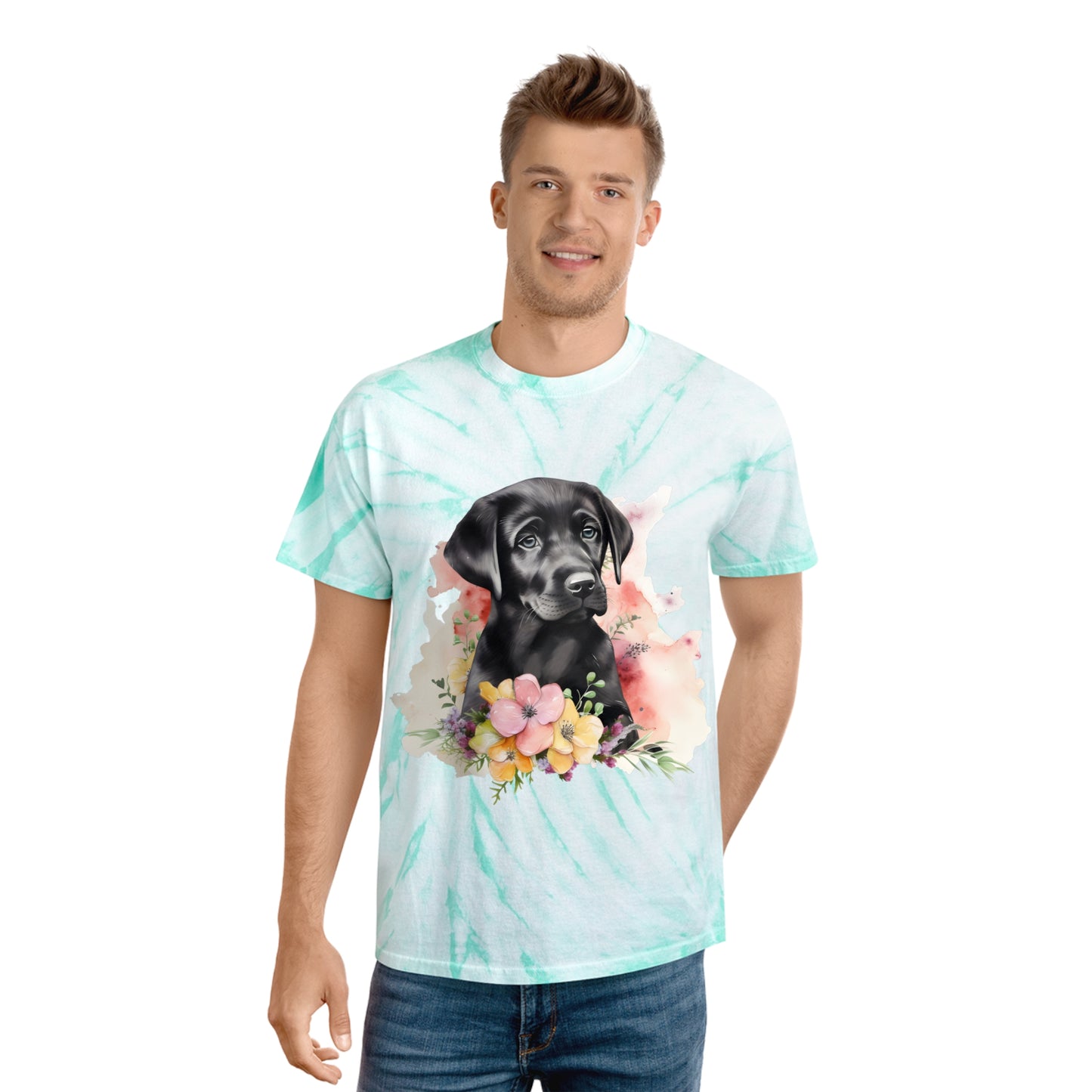 Black Lab pawprint Love Tie-Dye Tee, Cyclone