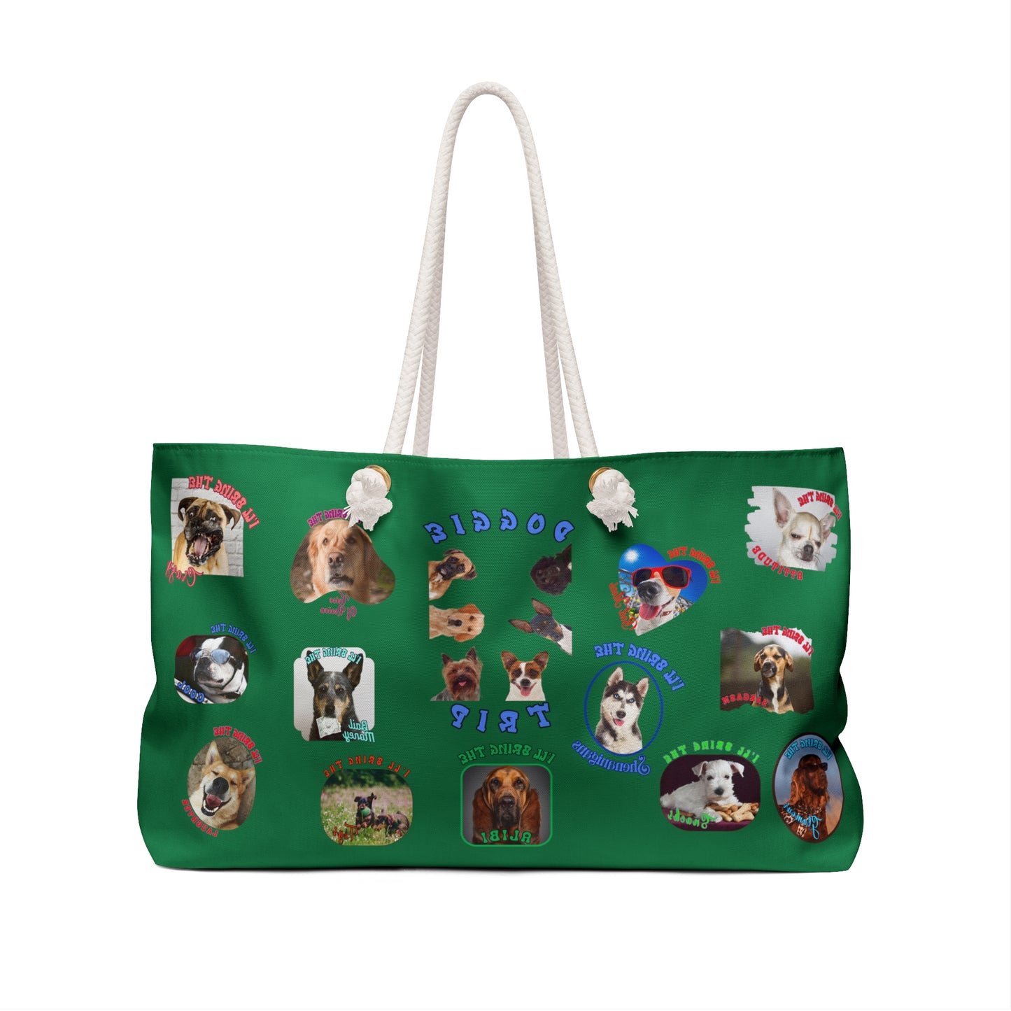 Dog Tote Bag, Tote Bag, Funny Dog Tote, Dogs, Shoulder bag, Shopper, Dog lover gift, Weekender bag, Tote bag for Women, Green