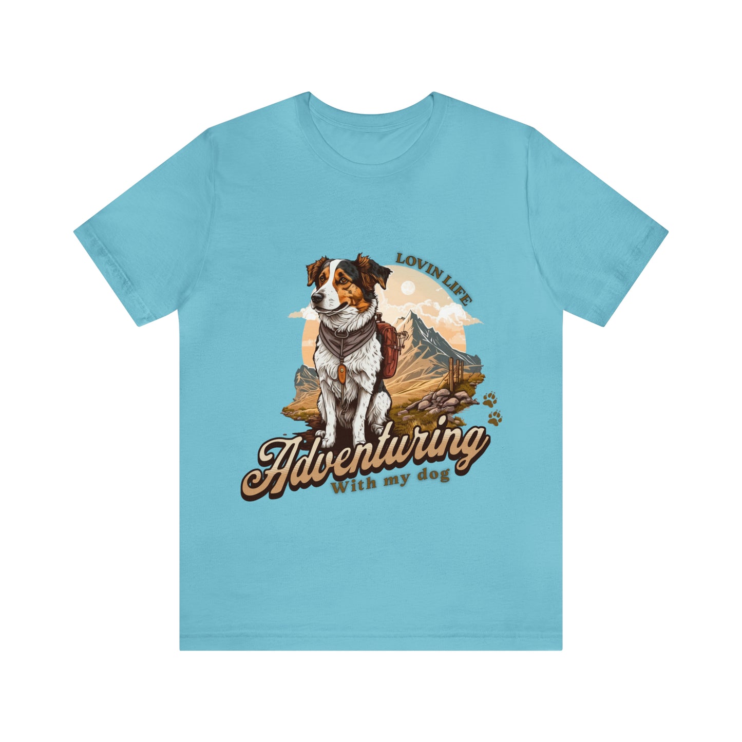 Adventuring with my Dog Short Sleeve Tee, Vintage Outdoor theme