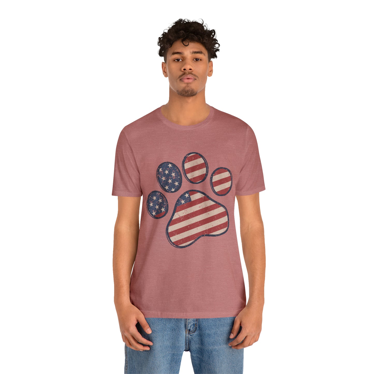4th of July Pawprint Unisex Jersey Short Sleeve Tee Patriotic American Flag
