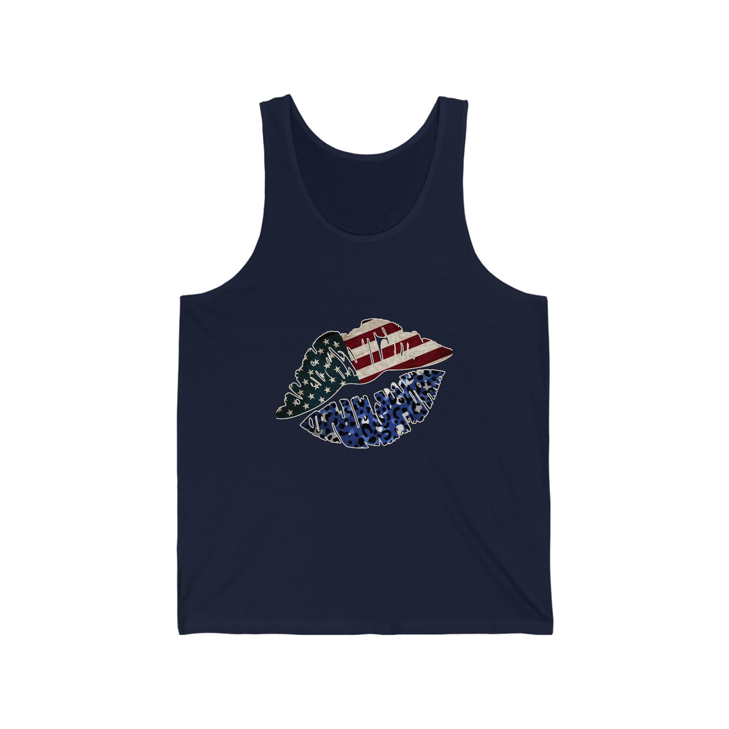 4th of July American Flag Lips Unisex Jersey Tank Patriotic Retro