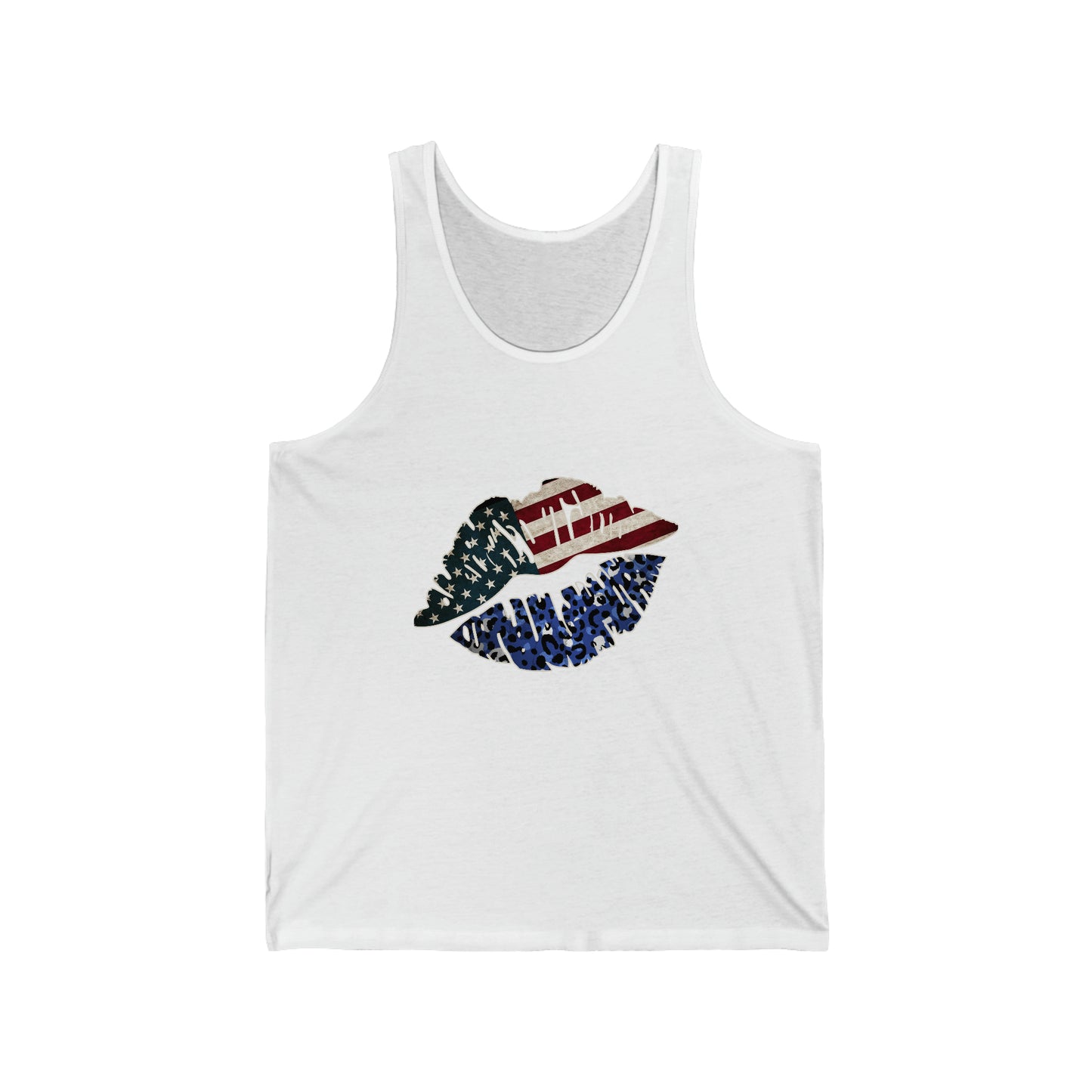 4th of July American Flag Lips Unisex Jersey Tank Patriotic Retro