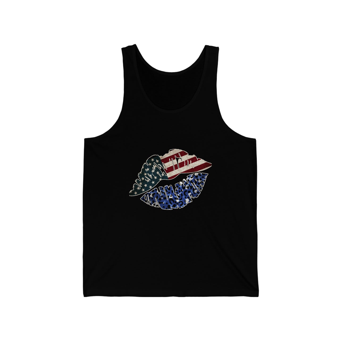 4th of July American Flag Lips Unisex Jersey Tank Patriotic Retro