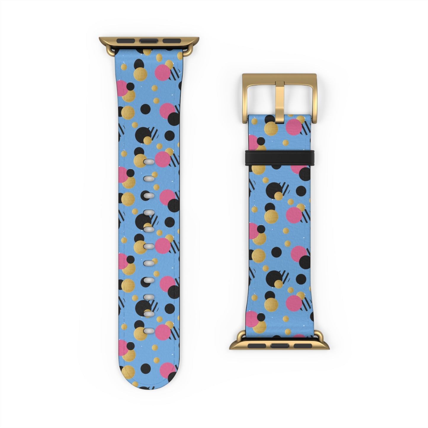 Pink Black Gold Polka Dot light Blue Apple Watch Band