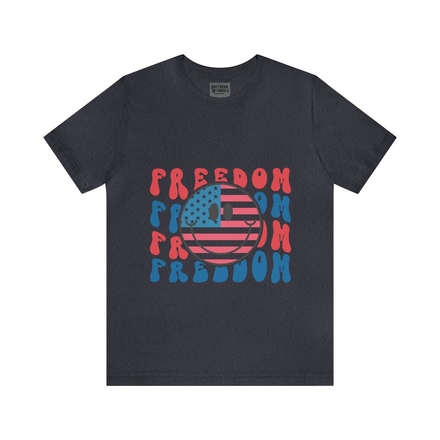 Freedom Smiley Face Flag Unisex Jersey Short Sleeve Tee Patriotic American Flag
