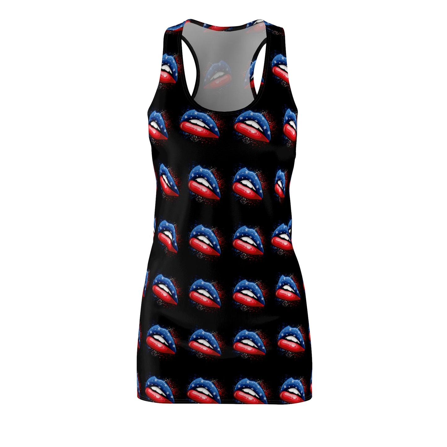 4th of July Lips Women's Cut & Sew Racerback Dress Patriotic