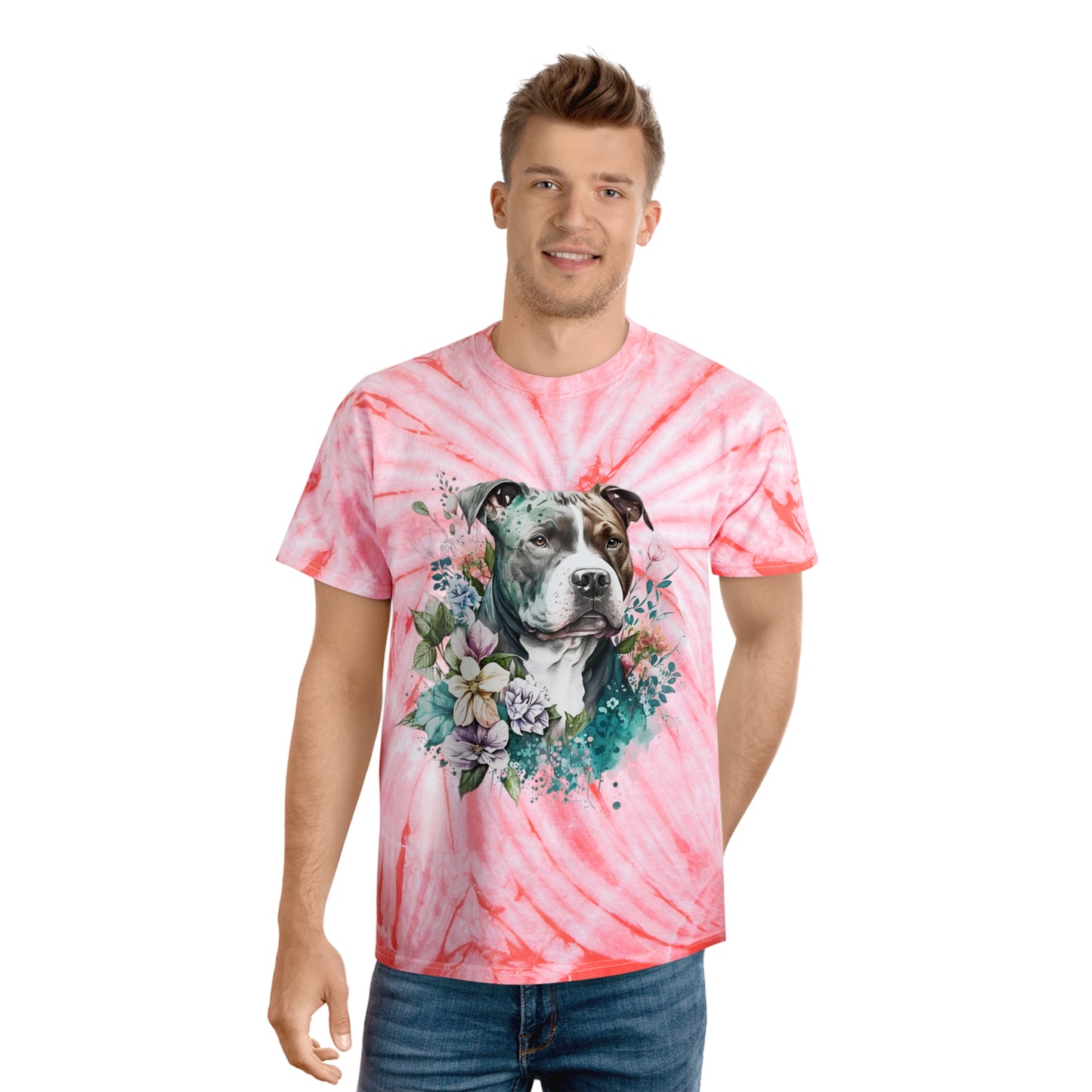 Pitbull pawprint Love Tie-Dye Tee, Cyclone