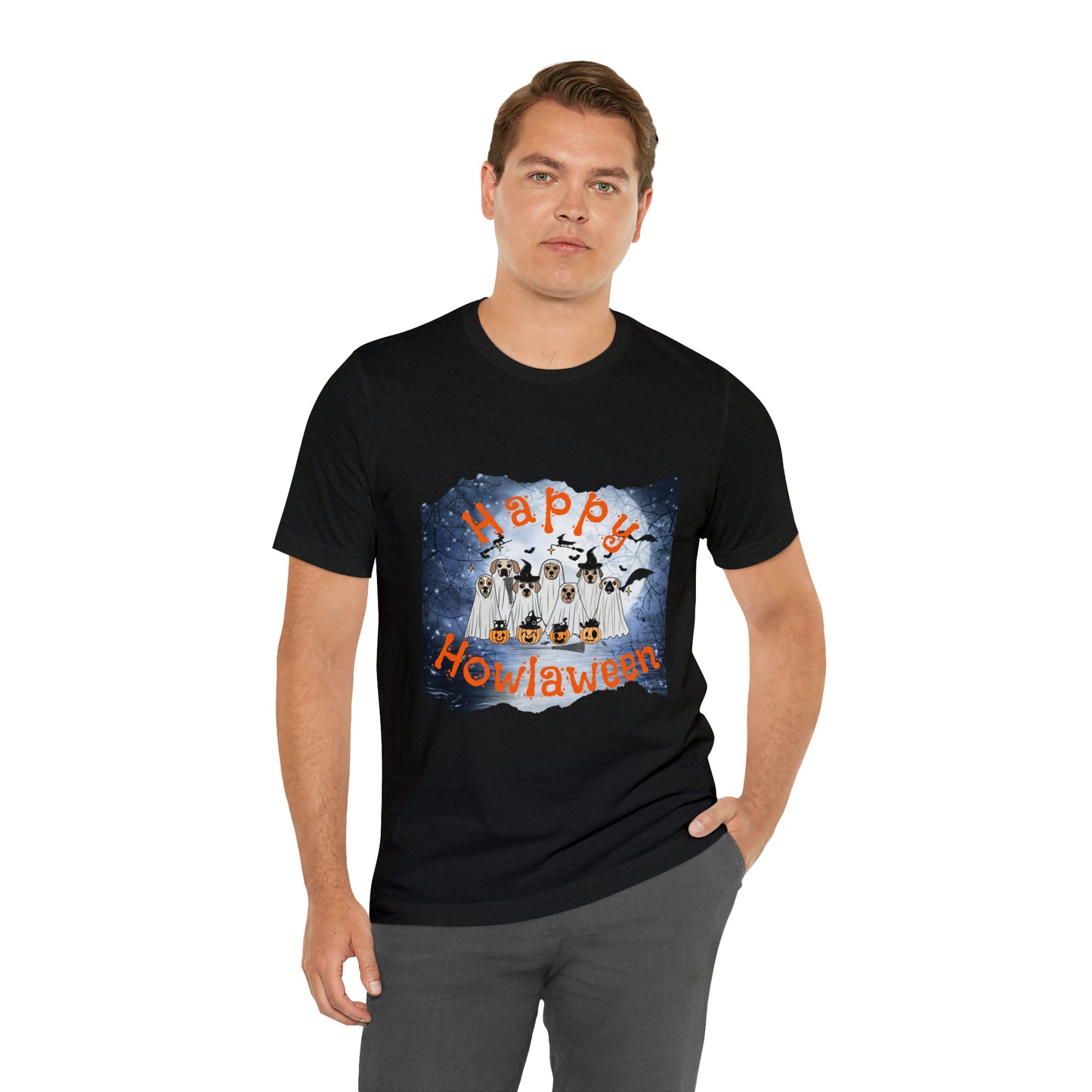 Happy Howlaween Dog Short Sleeve Tee, Halloween shirt