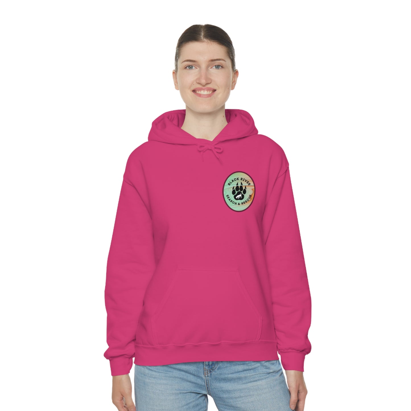 Green and Peach Marble Black River Search & Rescue Logo Unisex Heavy Blend™ Hooded Sweatshirt