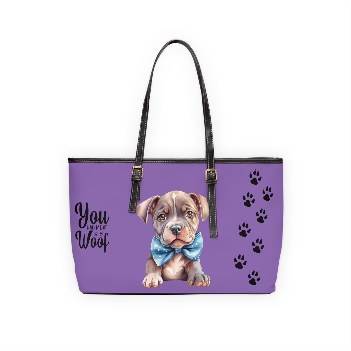 Light Purple Pitbull Leather Shoulder Bag You had me at Woof Stay Pawsitive