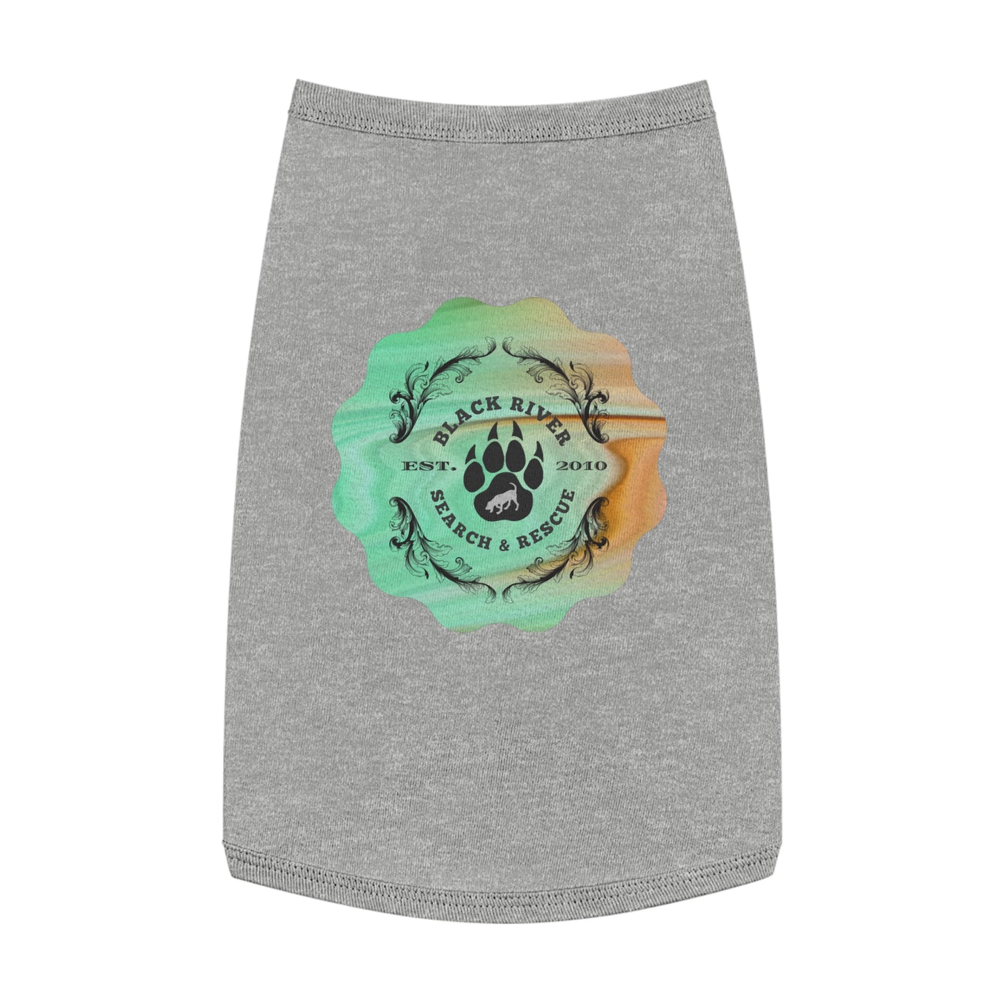 Green and Peach Marble Black River Search & Rescue Pet Tank Top