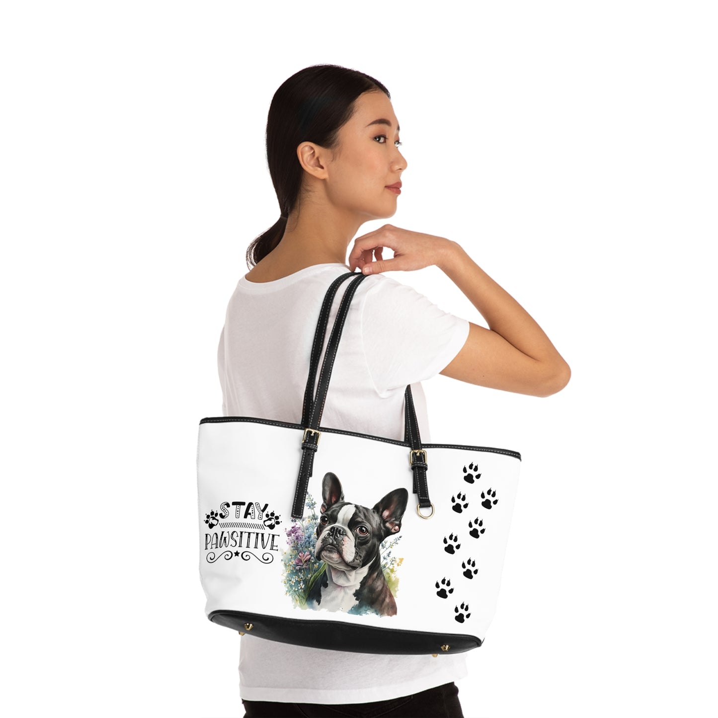 Boston Terrier Leather Shoulder Bag Boston Puppy with glasses You had me at woof stay positive