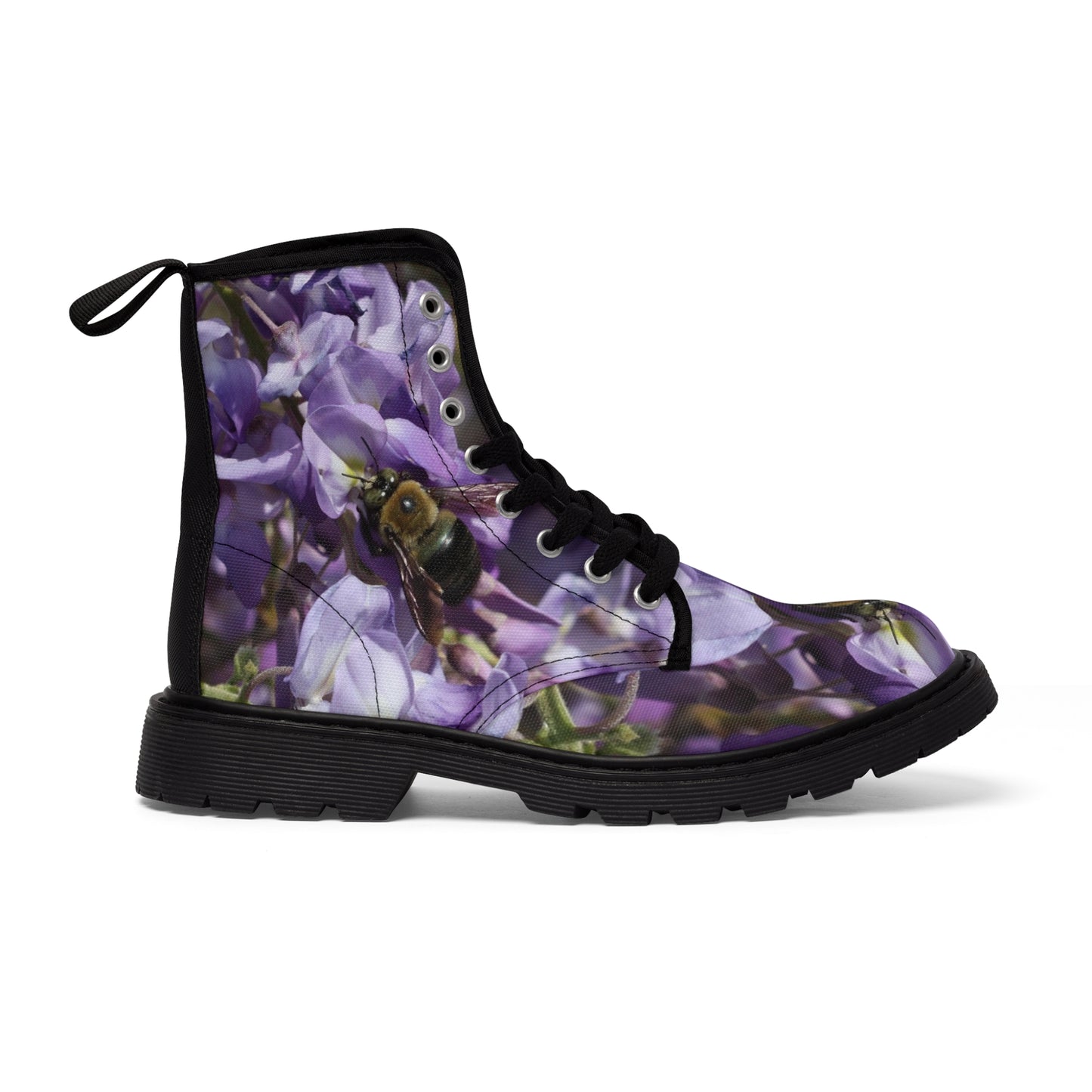 Women's Canvas Boots, Bumblebee, purple, flowers