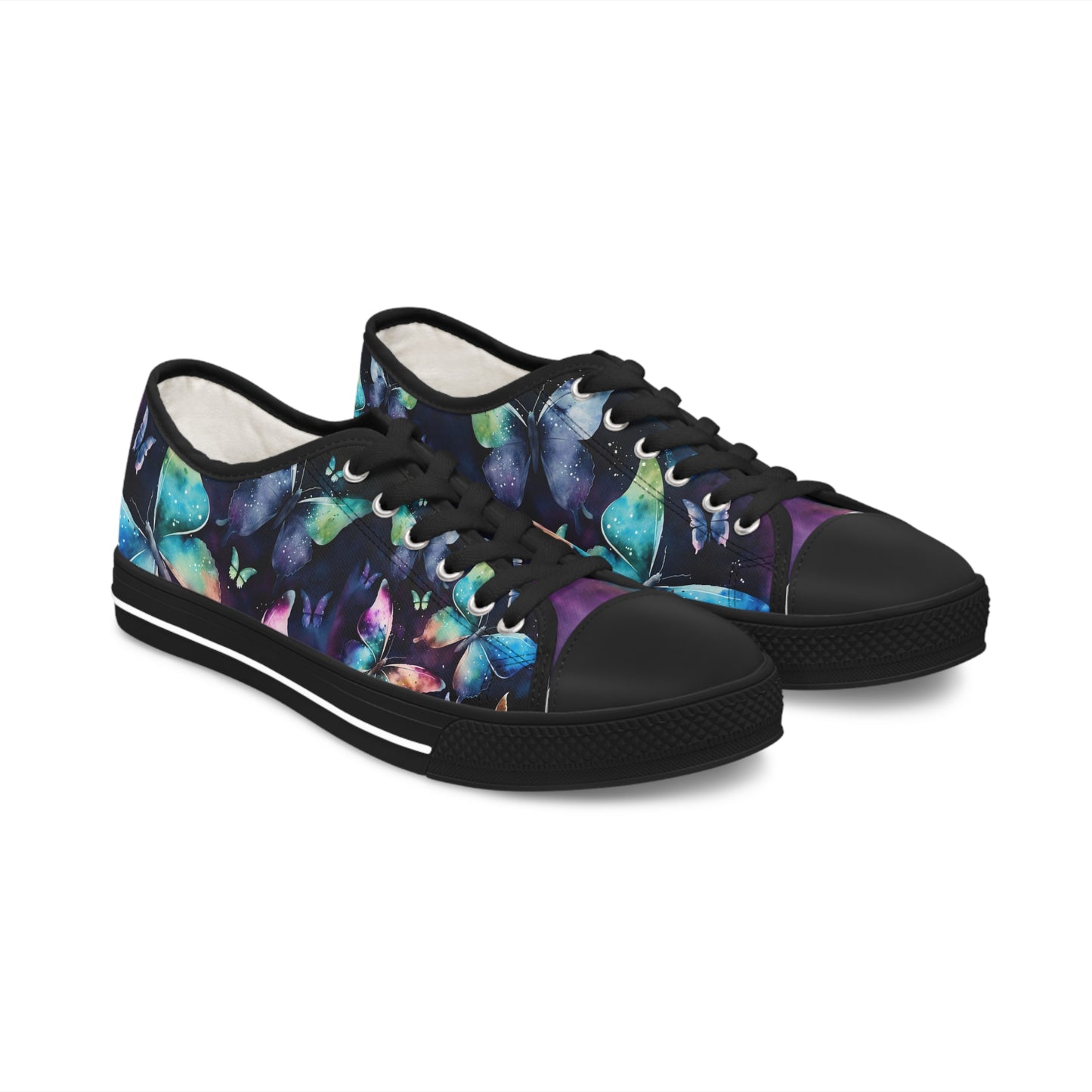 Women's Low Top Sneakers, watercolor butterfly, multi-color