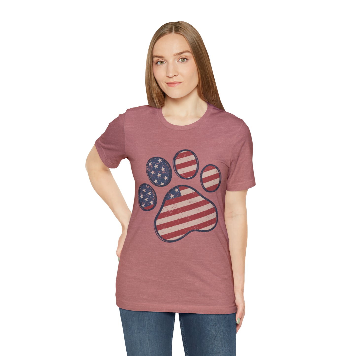 4th of July Pawprint Unisex Jersey Short Sleeve Tee Patriotic American Flag