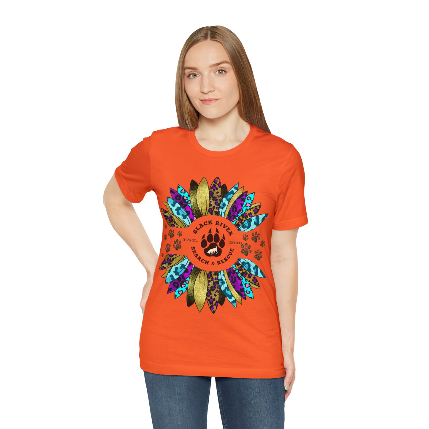 Black River Search & Rescue Logo Multicolor Sunflower Unisex Jersey Short Sleeve Tee