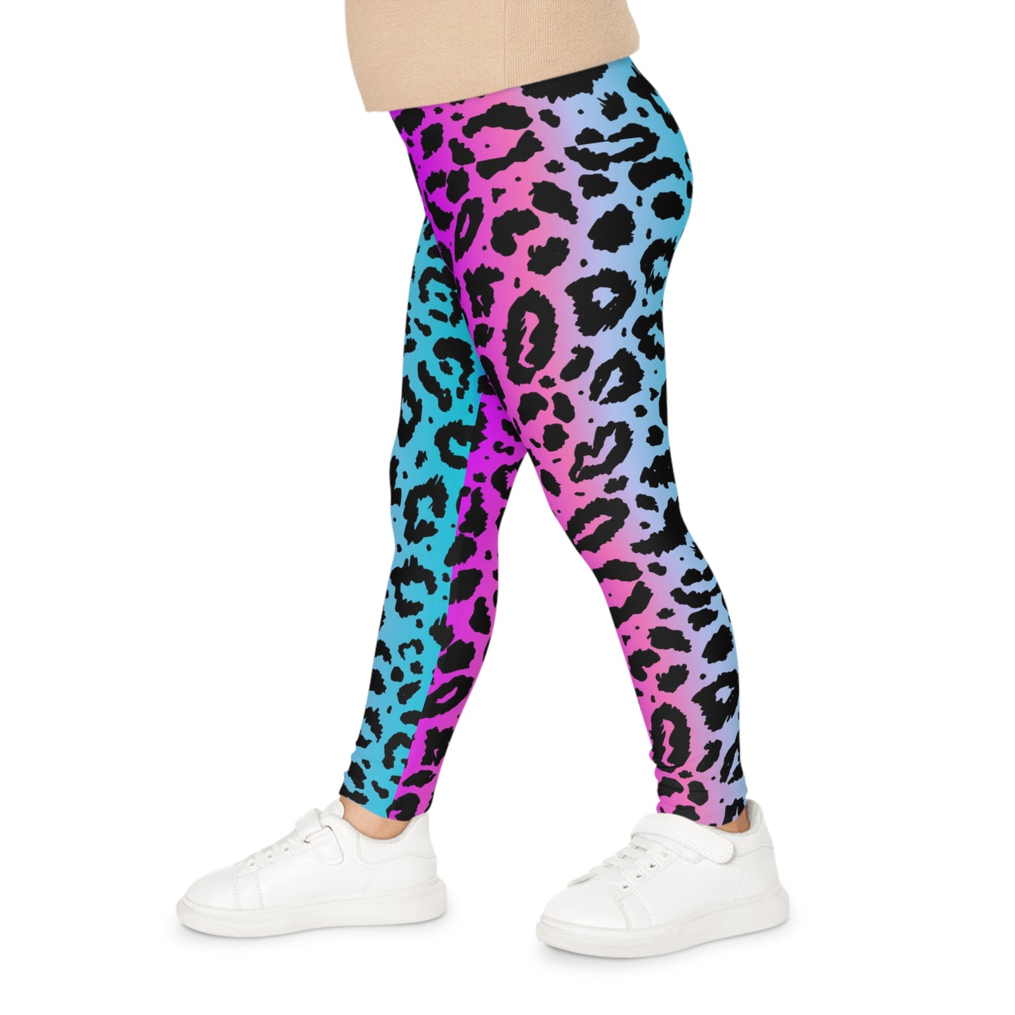 Pink and Blue Leopard Print Kids Leggings