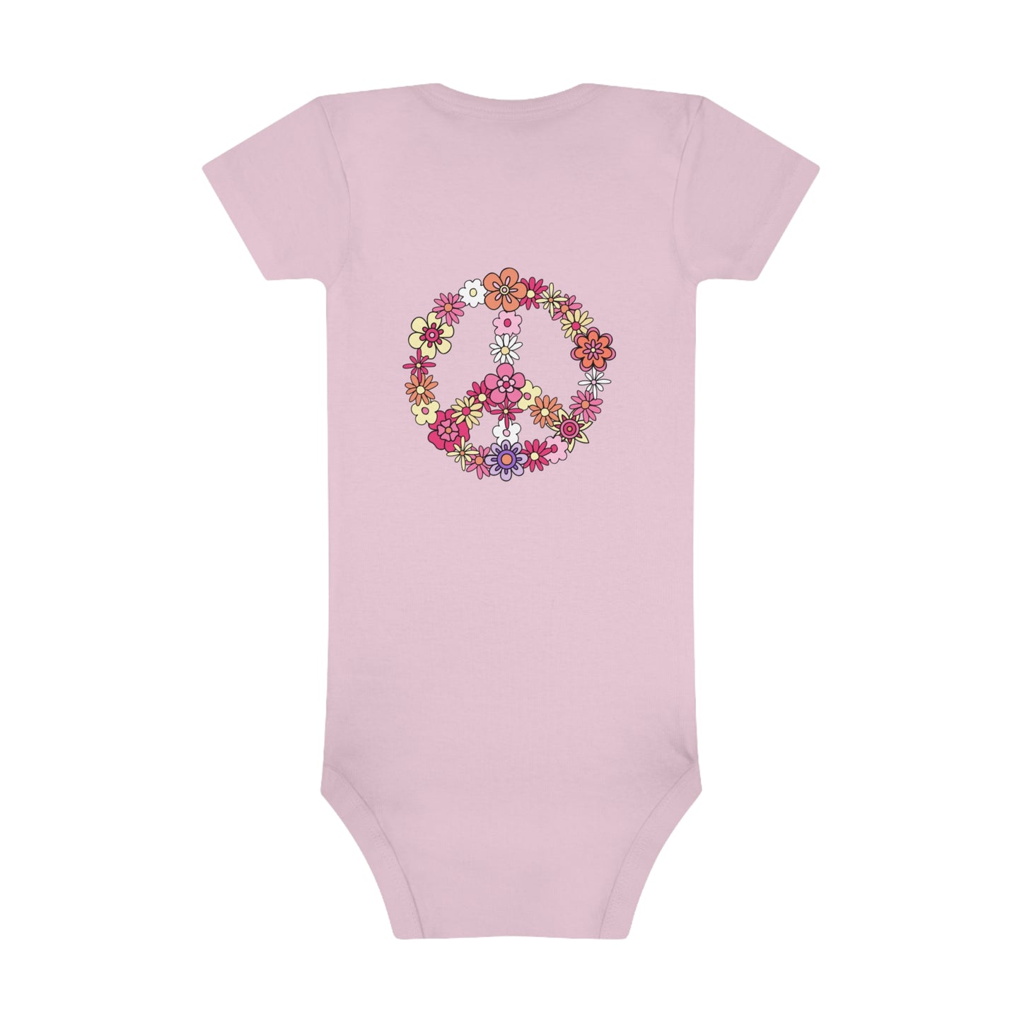 Baby Short Sleeve Onesie®, Peace sign flowers, Retro, Girl Power