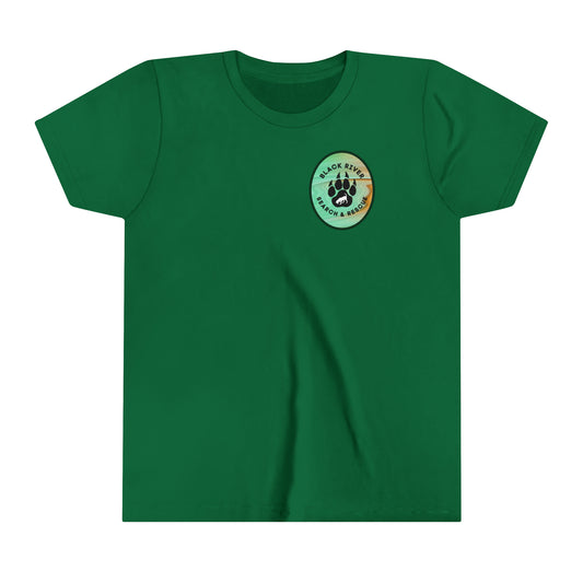 Green and Peach Marble Black River Search & Rescue Logo Youth Short Sleeve Tee