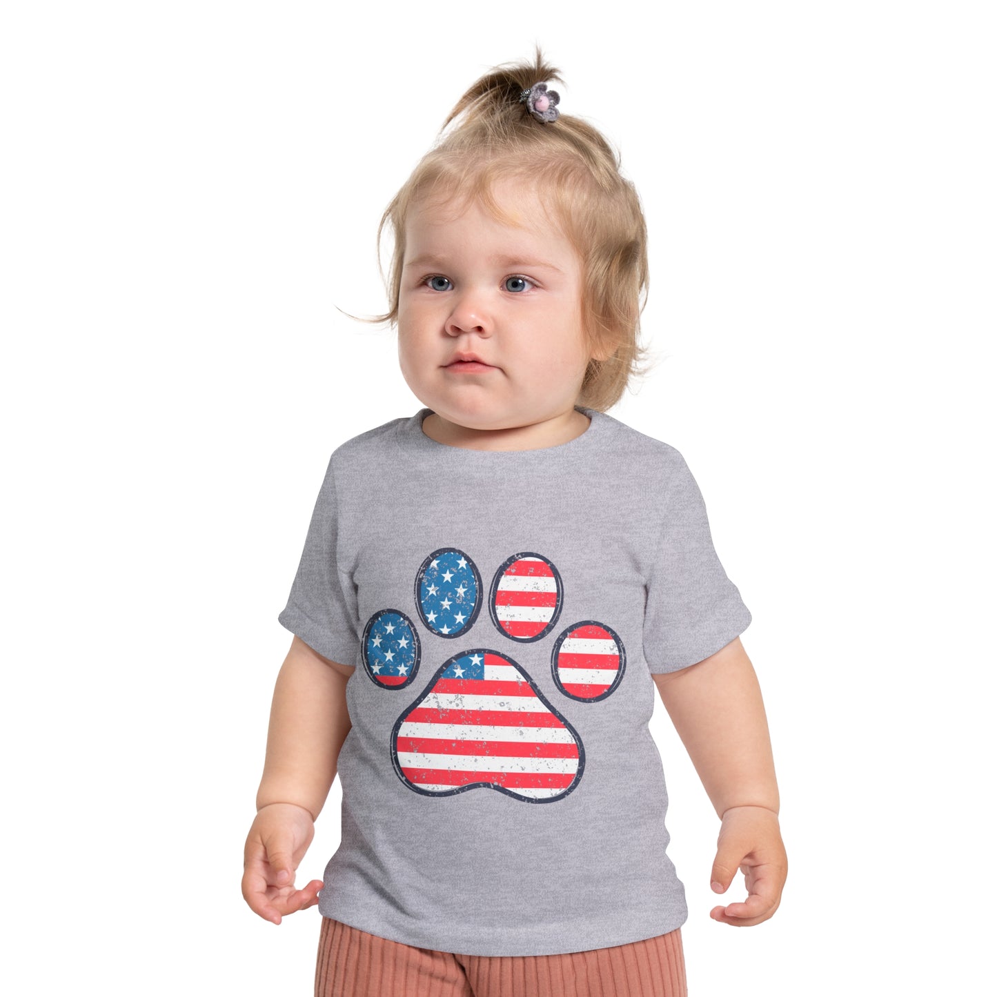 Paw Print Flag Baby Short Sleeve T-Shirt Patriotic