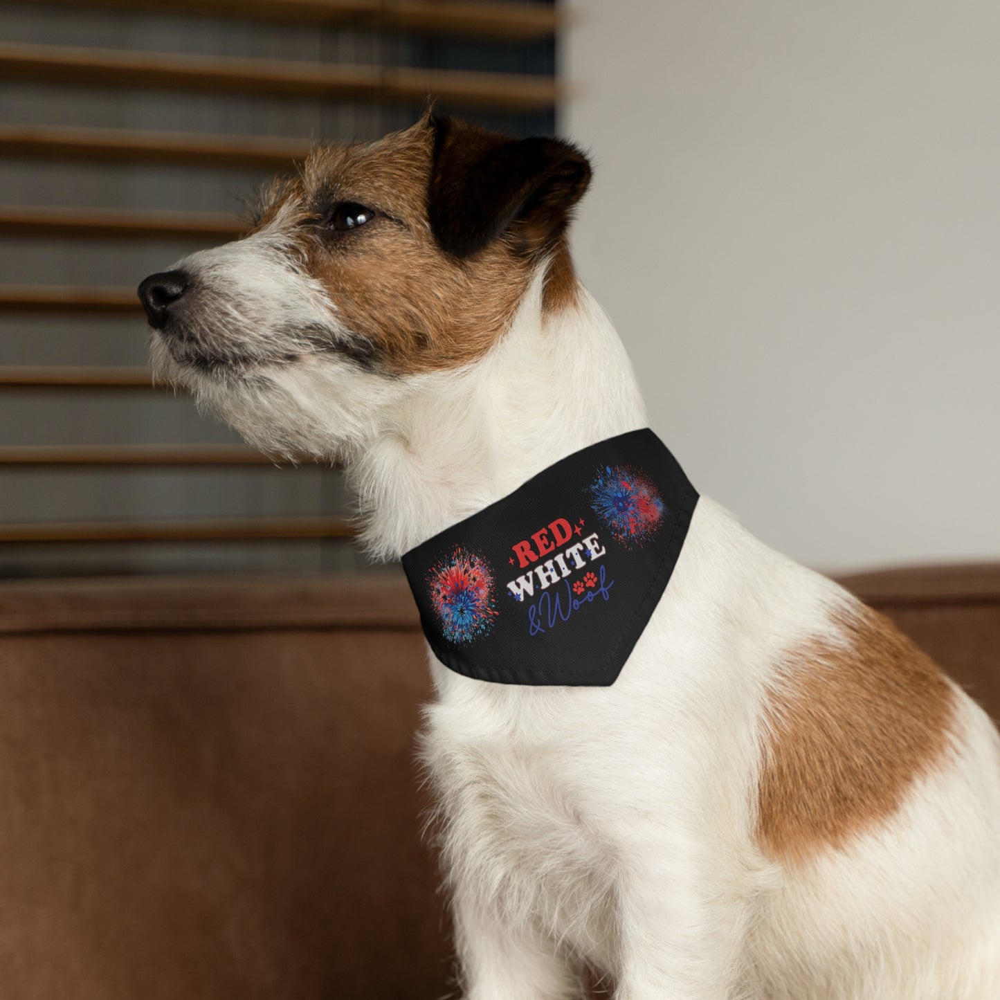 Black 4th of July Patriotic Pet Bandana Collar Red White and Woof