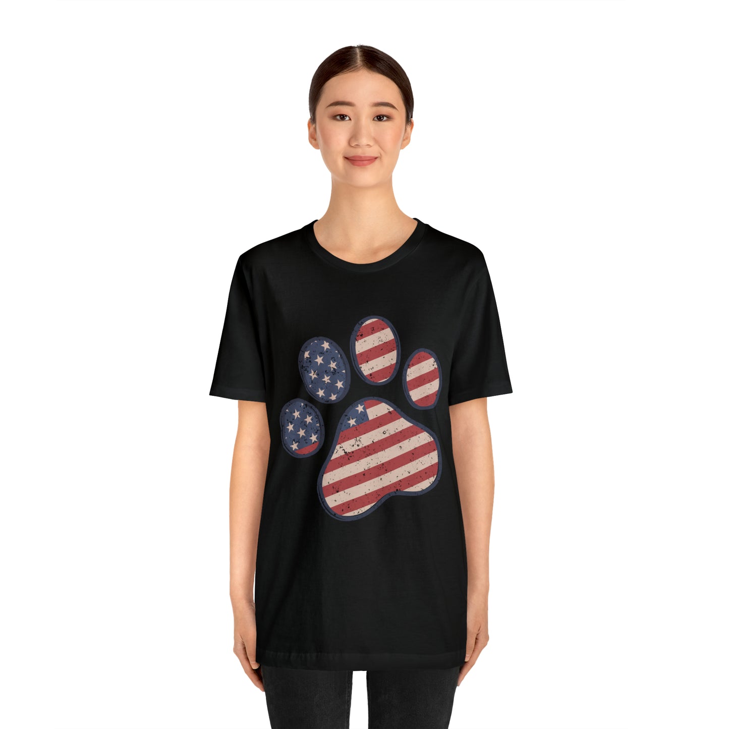 4th of July Pawprint Unisex Jersey Short Sleeve Tee Patriotic American Flag