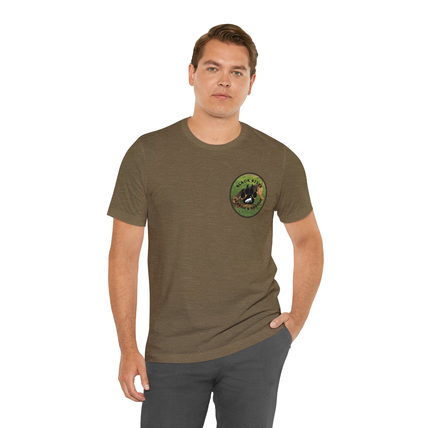 Black River Search & Rescue Logo with Lucy Unisex Jersey Short Sleeve Tee