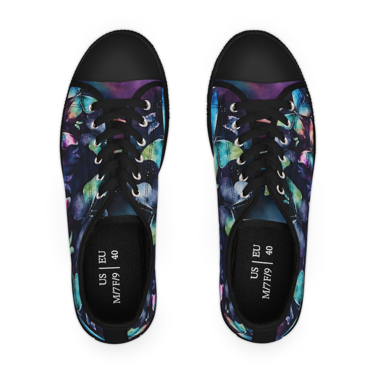 Women's Low Top Sneakers, watercolor butterfly, multi-color