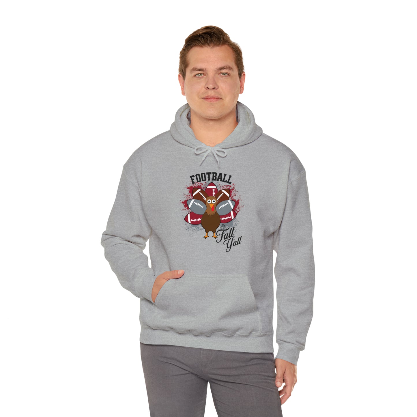 Custom Crimson and Gray Football and Fall Hooded Sweatshirt