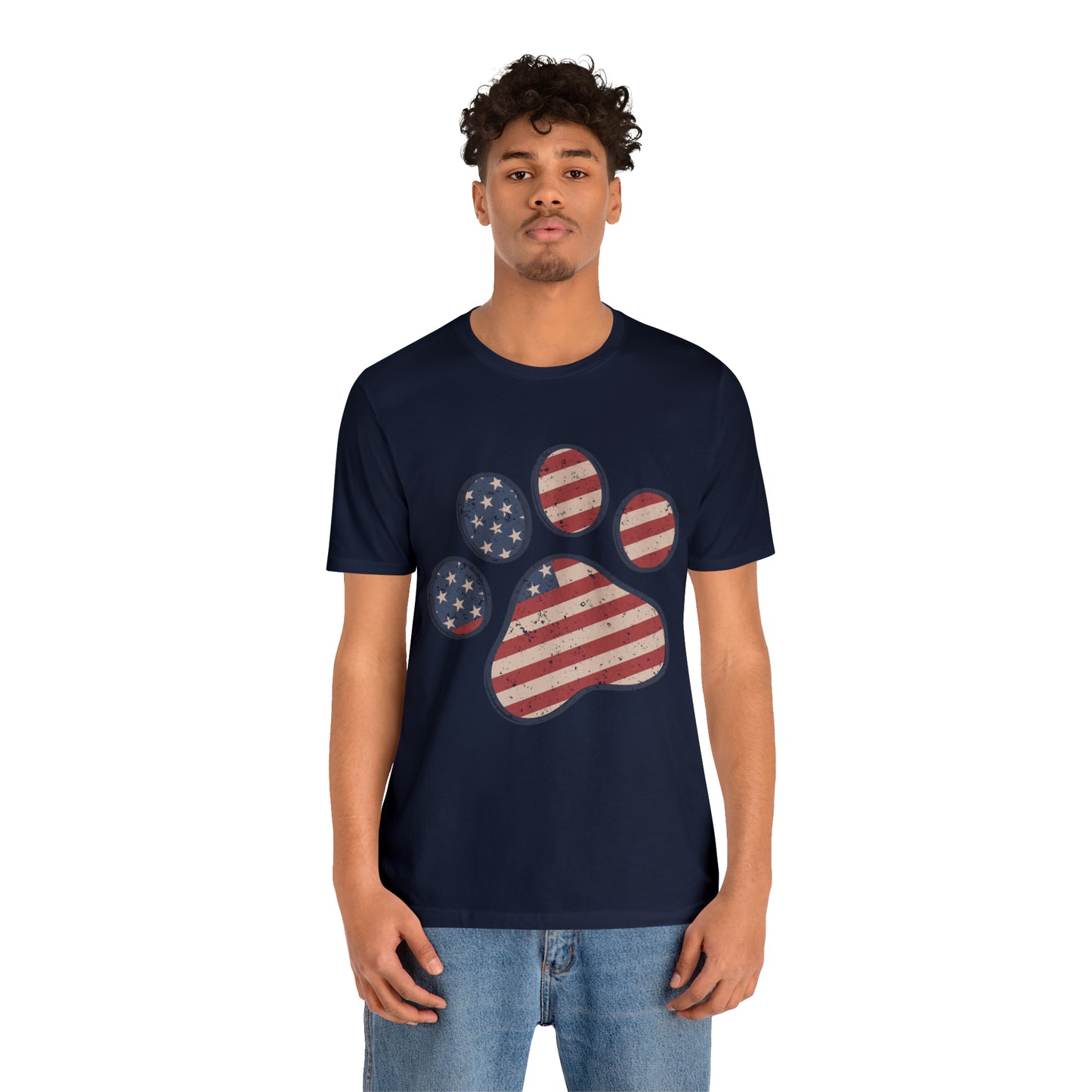 4th of July Pawprint Unisex Jersey Short Sleeve Tee Patriotic American Flag