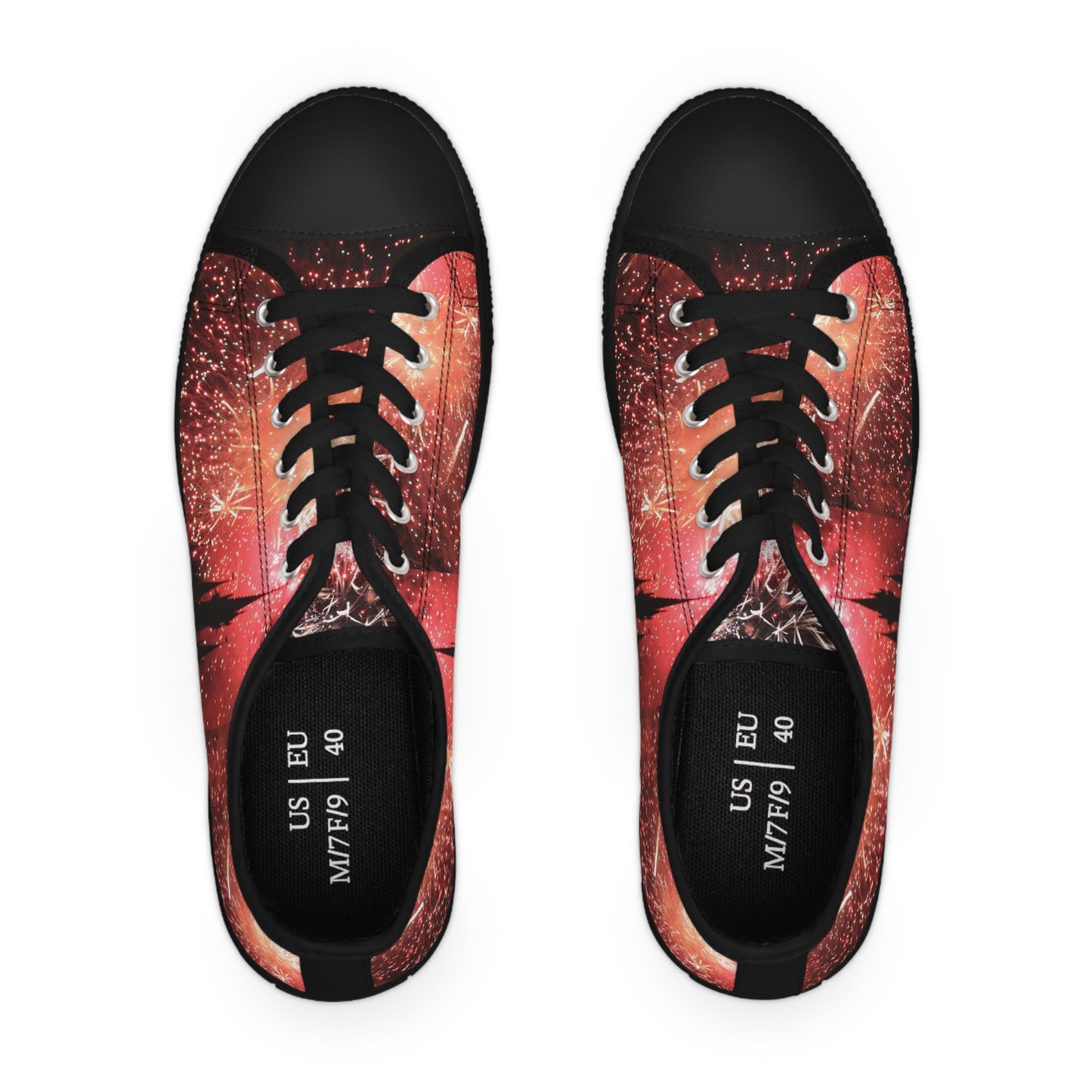 Women's Low Top Sneakers, castle, fireworks