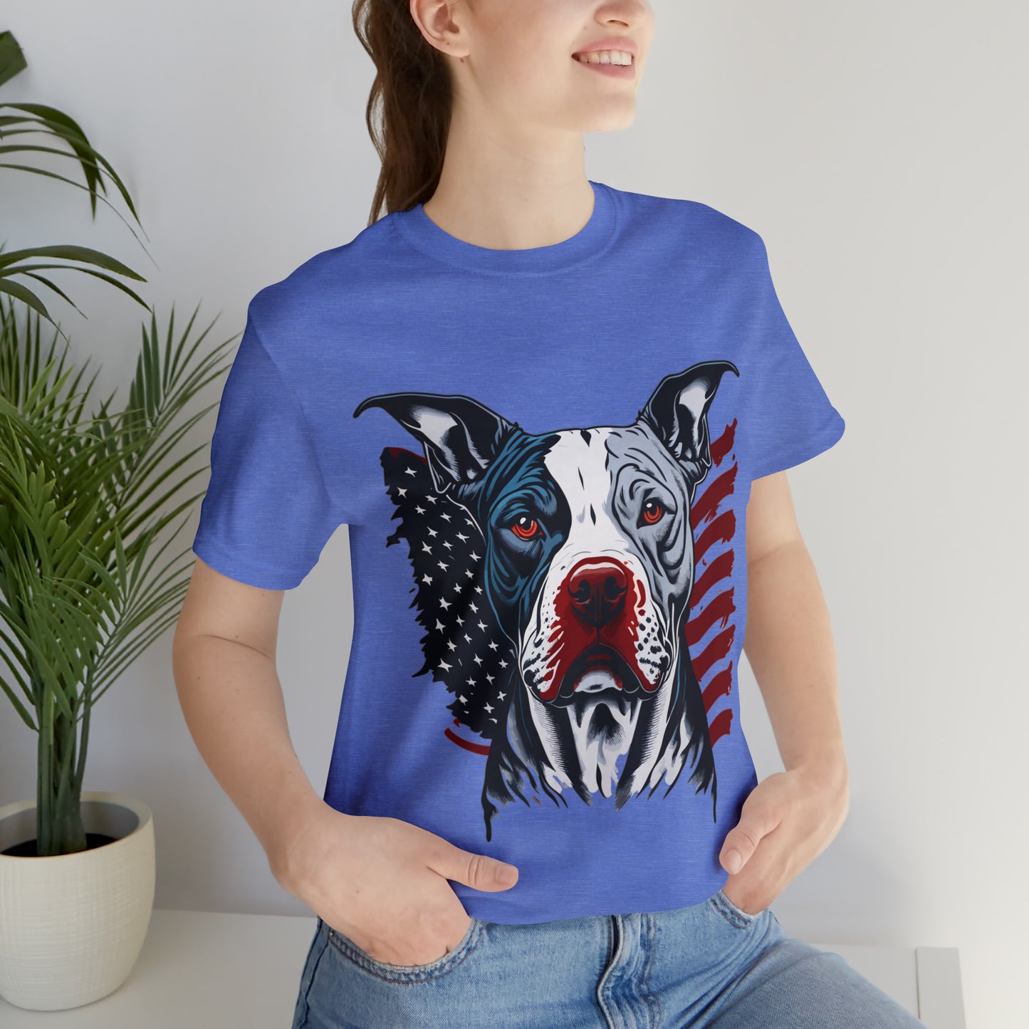 Pit bull 4th of July Unisex Jersey Short Sleeve Tee Patriotic