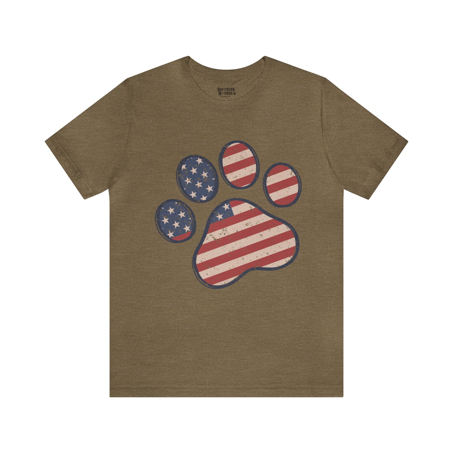 4th of July Pawprint Unisex Jersey Short Sleeve Tee Patriotic American Flag