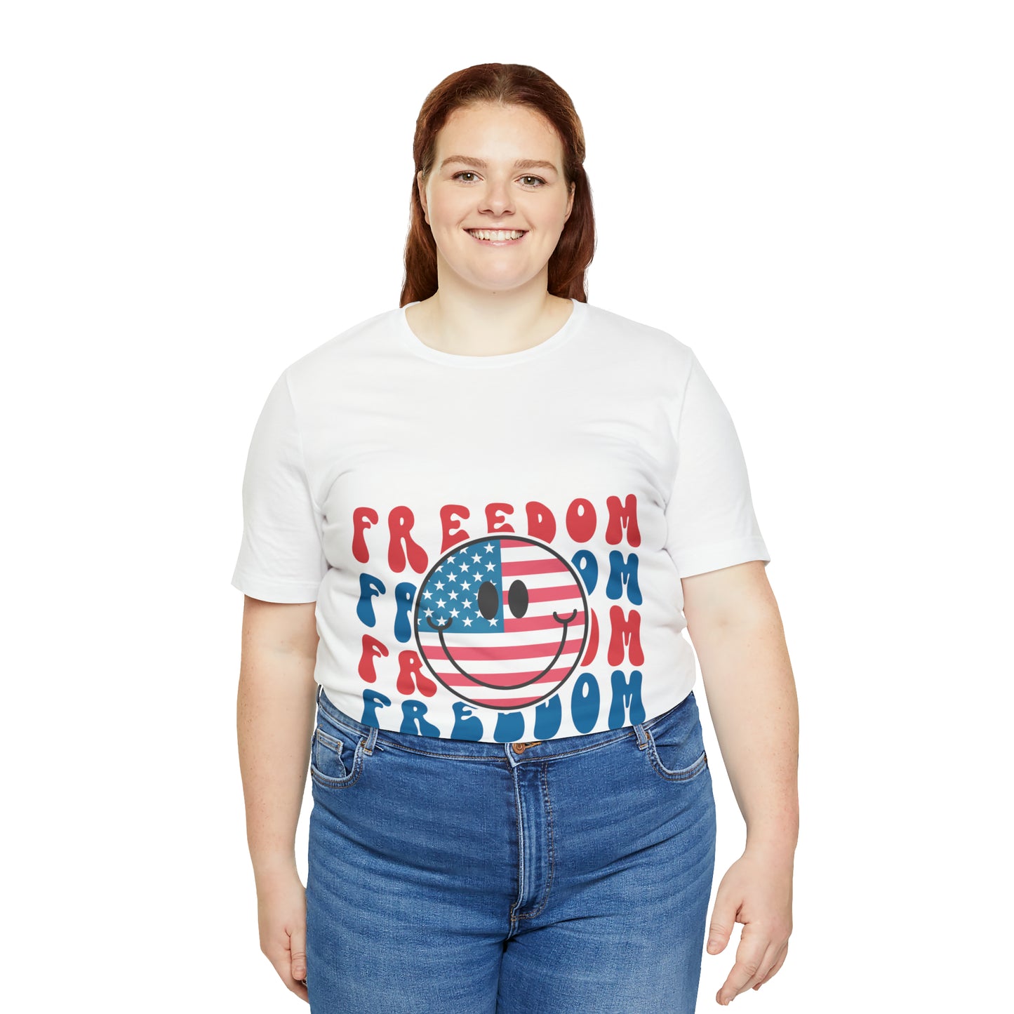 Freedom Smiley Face Flag Unisex Jersey Short Sleeve Tee Patriotic American Flag