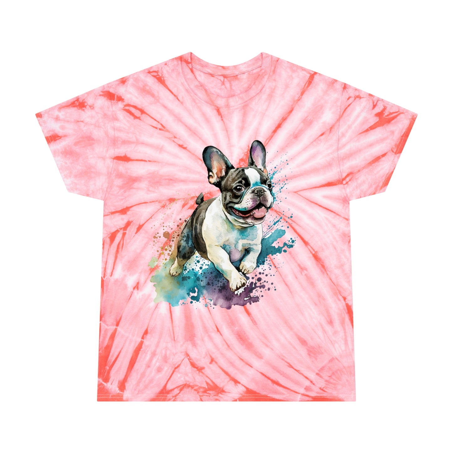 French Bulldog pawprint Love Tie-Dye Tee, Cyclone
