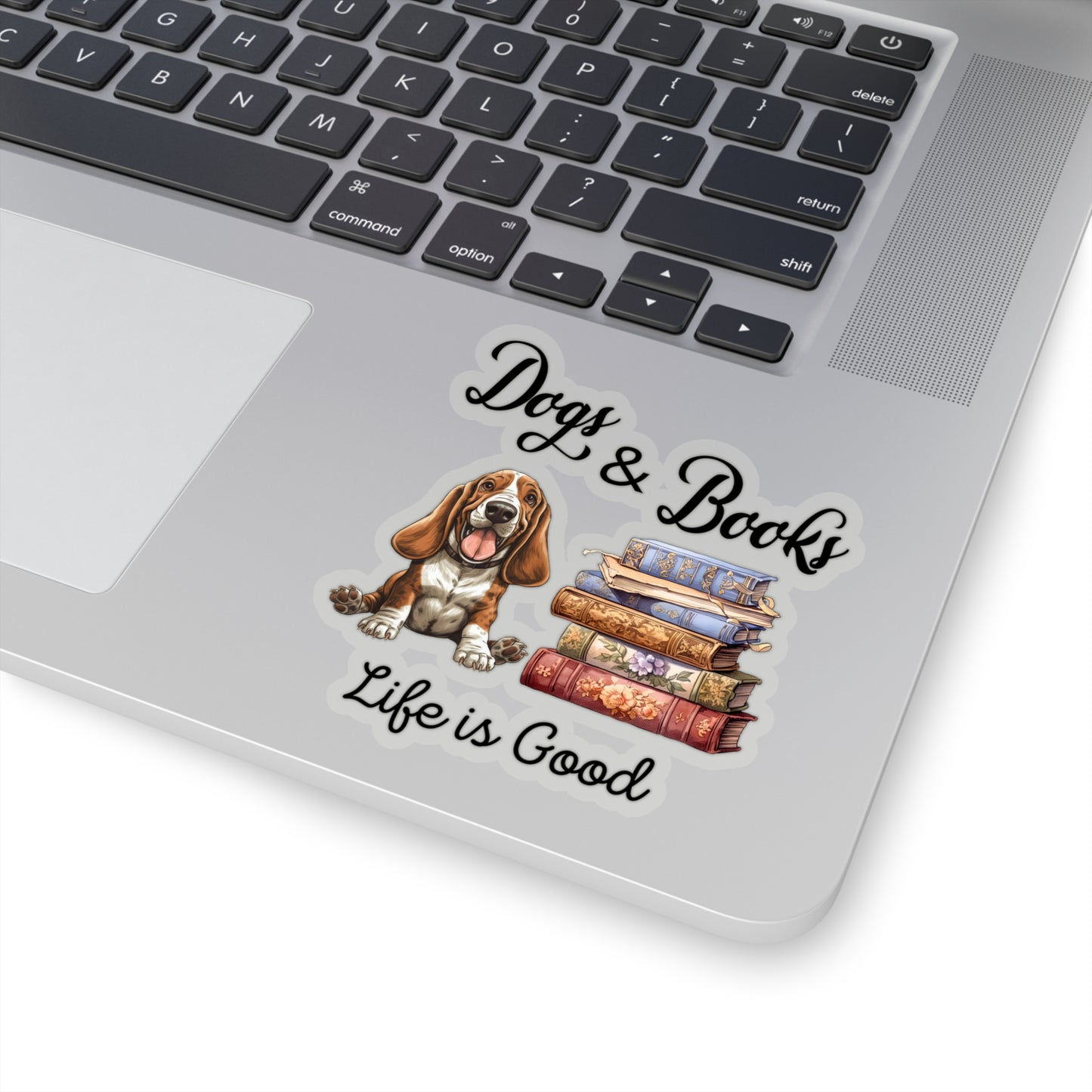 Bassett Hound dogs and Books Kiss-Cut Stickers