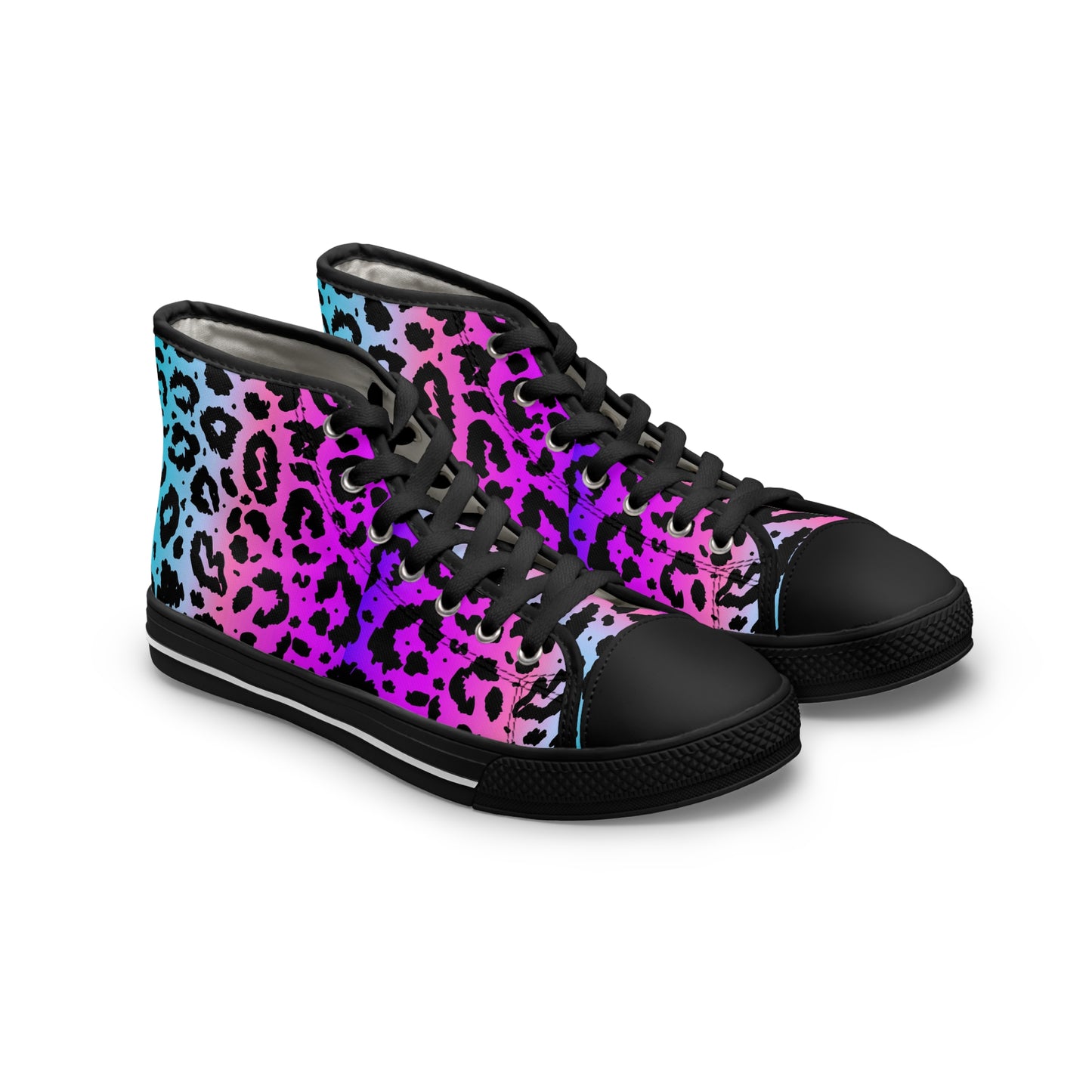 Rainbow Leopard Print Women's High Top Sneakers