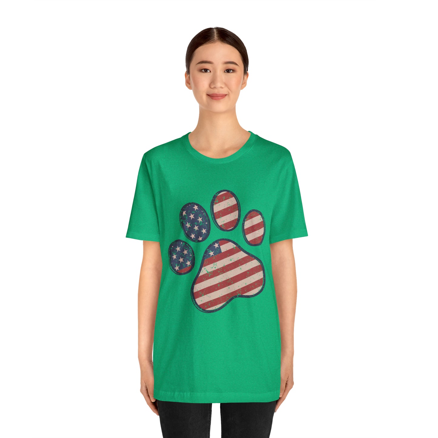 4th of July Pawprint Unisex Jersey Short Sleeve Tee Patriotic American Flag