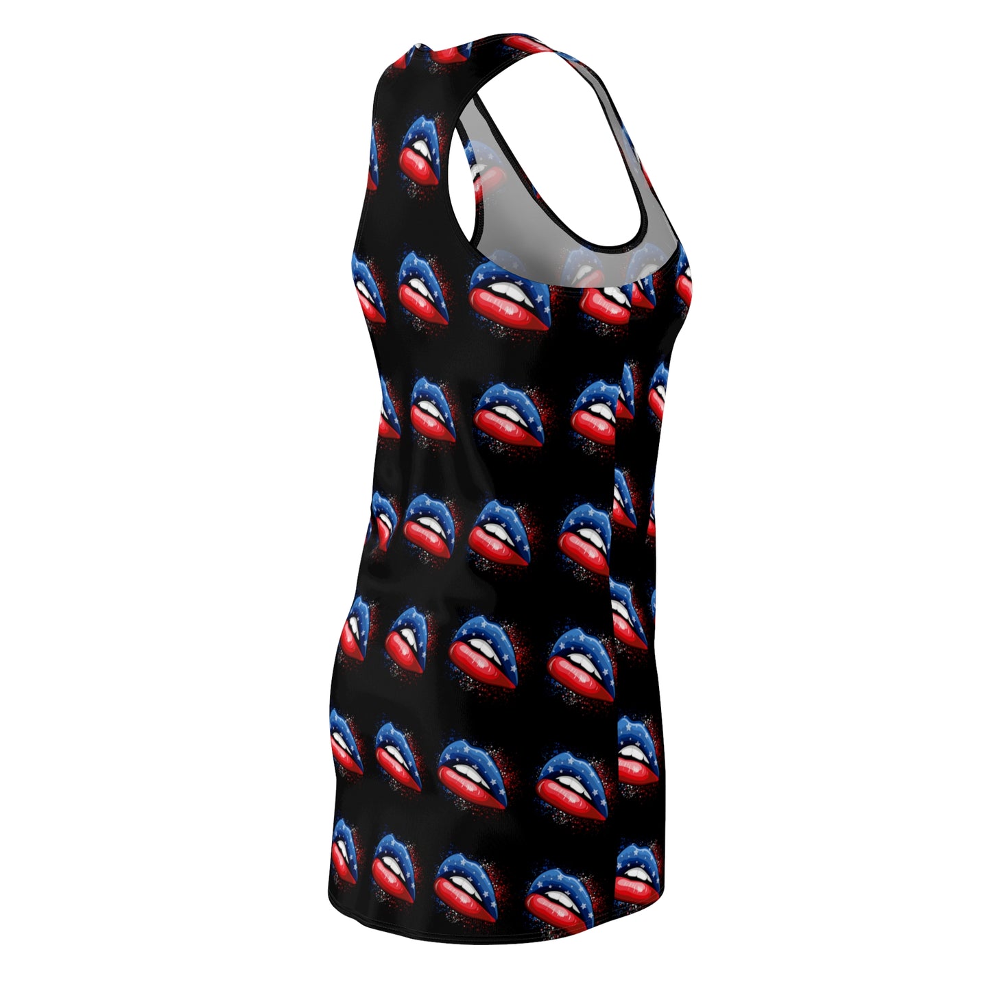 4th of July Lips Women's Cut & Sew Racerback Dress Patriotic