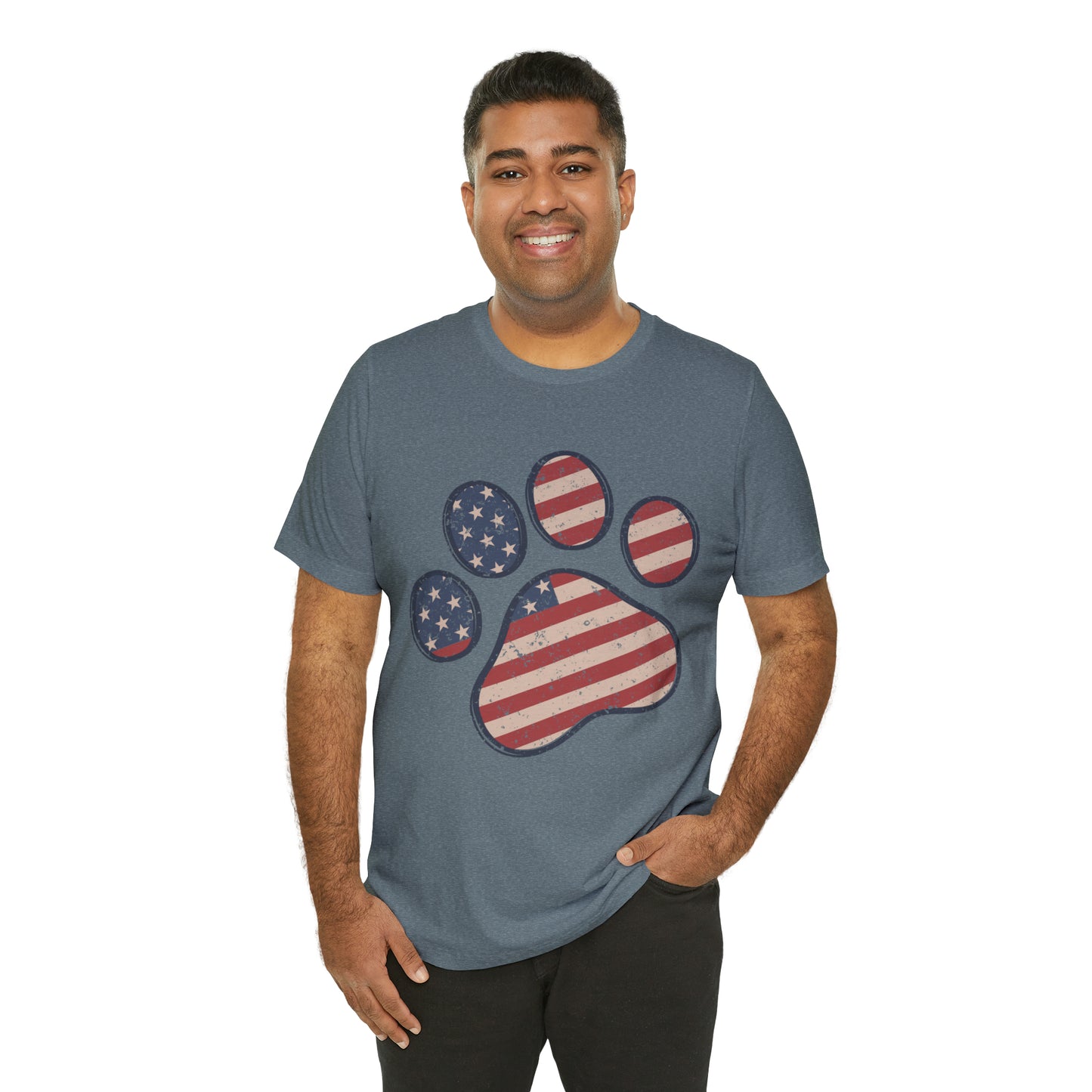 4th of July Pawprint Unisex Jersey Short Sleeve Tee Patriotic American Flag
