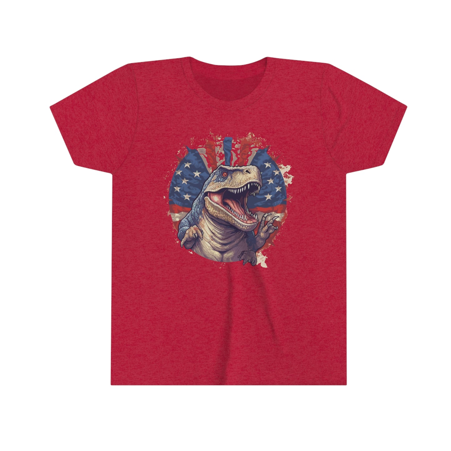 T-Rex July 4th Youth Short Sleeve Tee Patriotic American Flag Dinosaur t-shirt