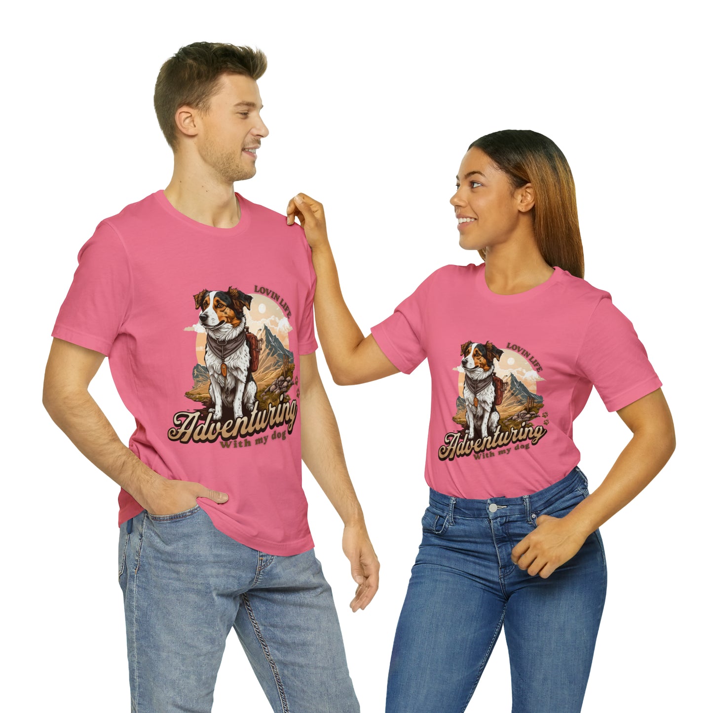 Adventuring with my Dog Short Sleeve Tee, Vintage Outdoor theme