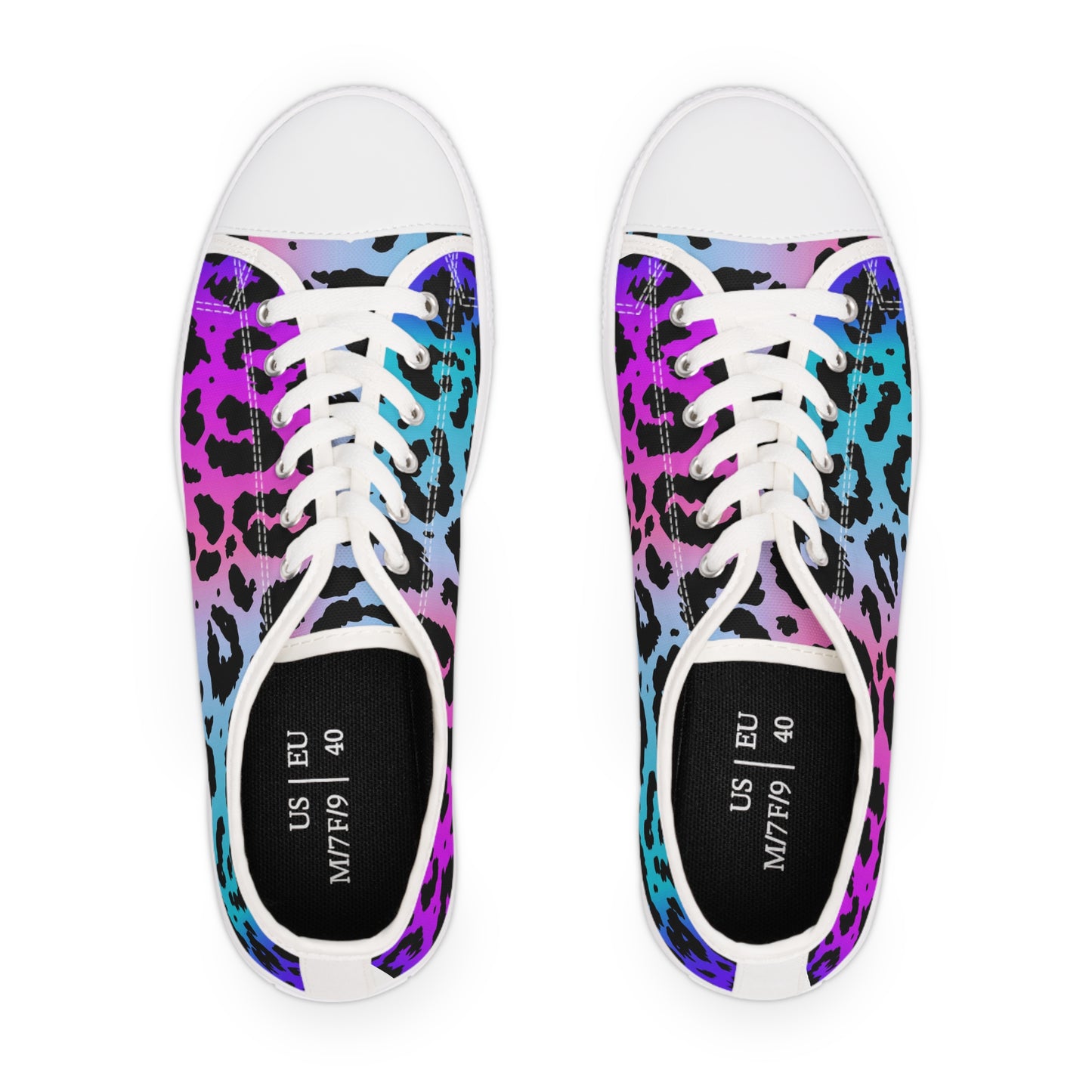 Women's Low Top Sneakers, Pink, Purple, Aqua, Leopard