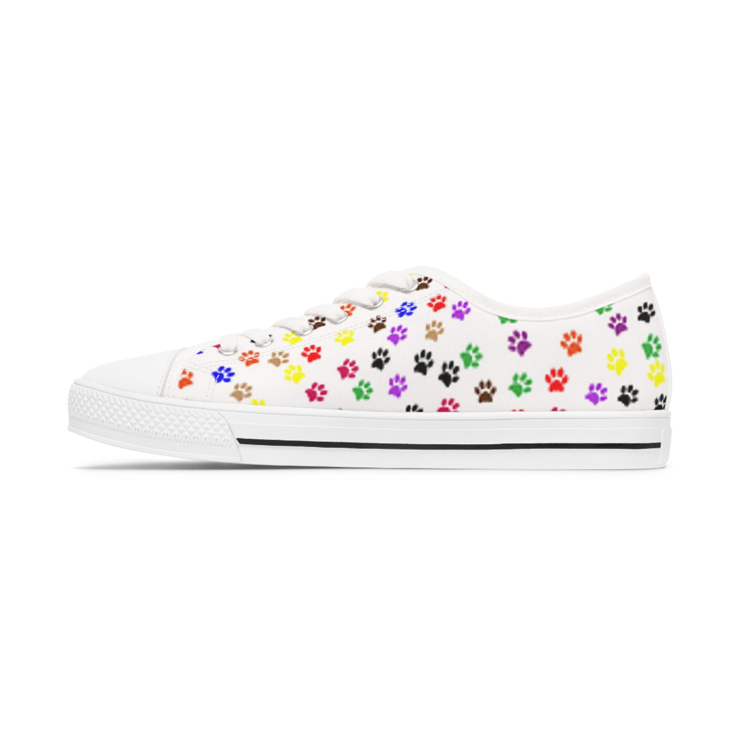 Women's Low Top Sneakers, Dog, Pawprints, Multicolor